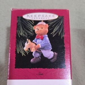 KEEPSAKE the Label Teddy Bear Ornament - Blue and Red